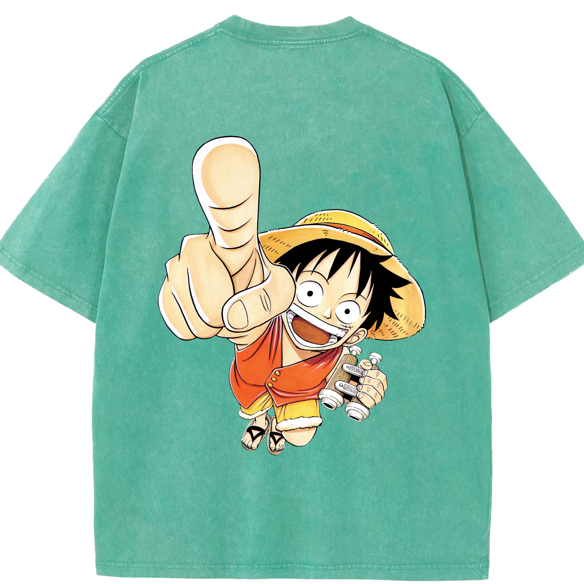 ワンピース モンキー・D・ルフィ ONE PIECE Monkey D. Luffy 綿100% ヴィンテージ風 半袖Tシャツ（背面プリント）